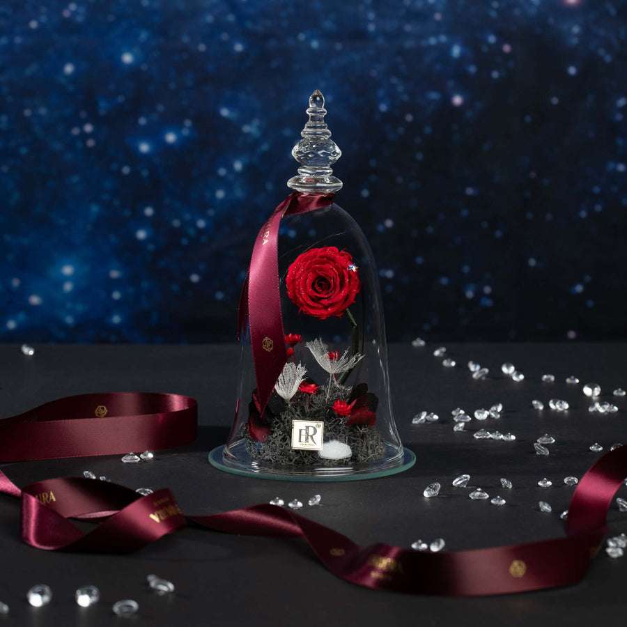 Astra preserved rose arrangement with central crystal